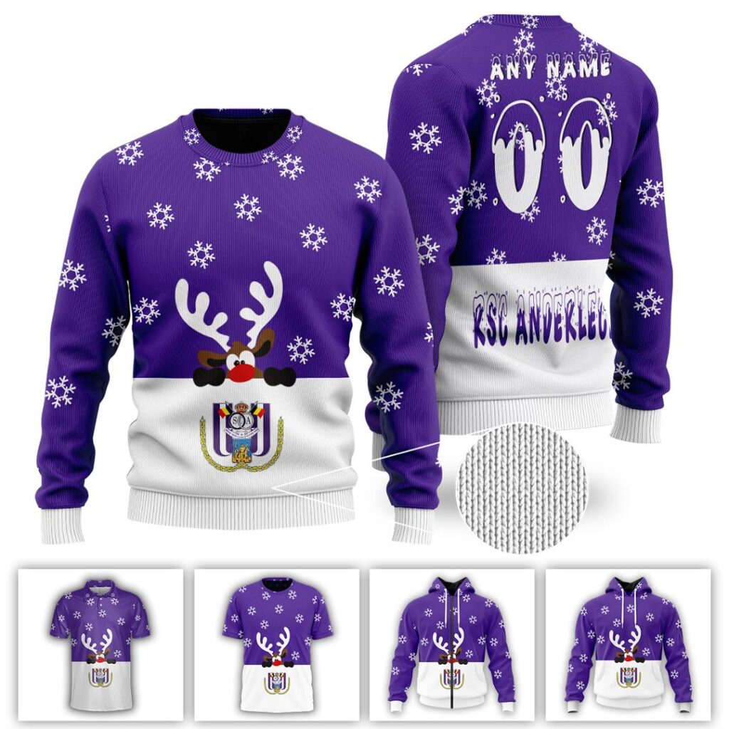 Belgian Pro League RSC Anderlecht Merry Christmas Ugly Sweater | Hoodie | Zipper | T-Shirt | Polo