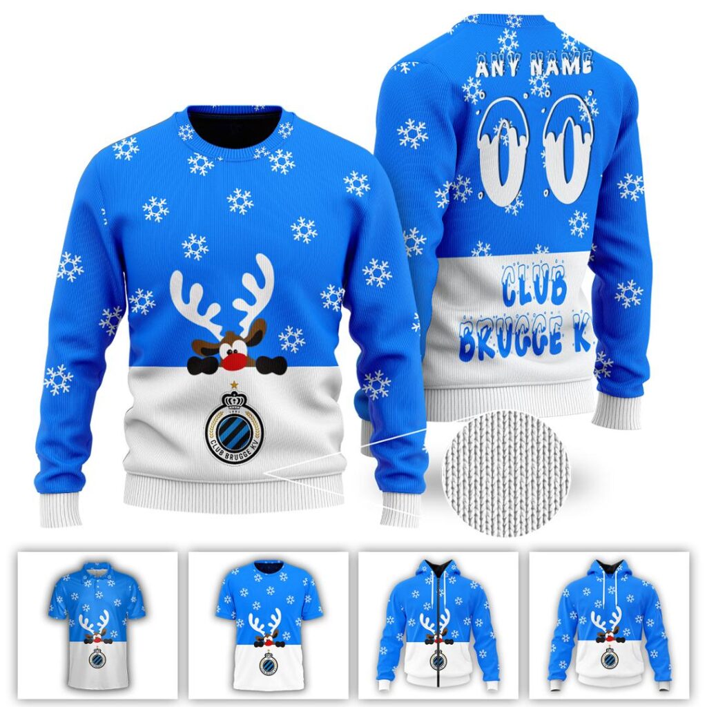 Belgian Pro League Club Brugge KV Merry Christmas Ugly Sweater | Hoodie | Zipper | T-Shirt | Polo