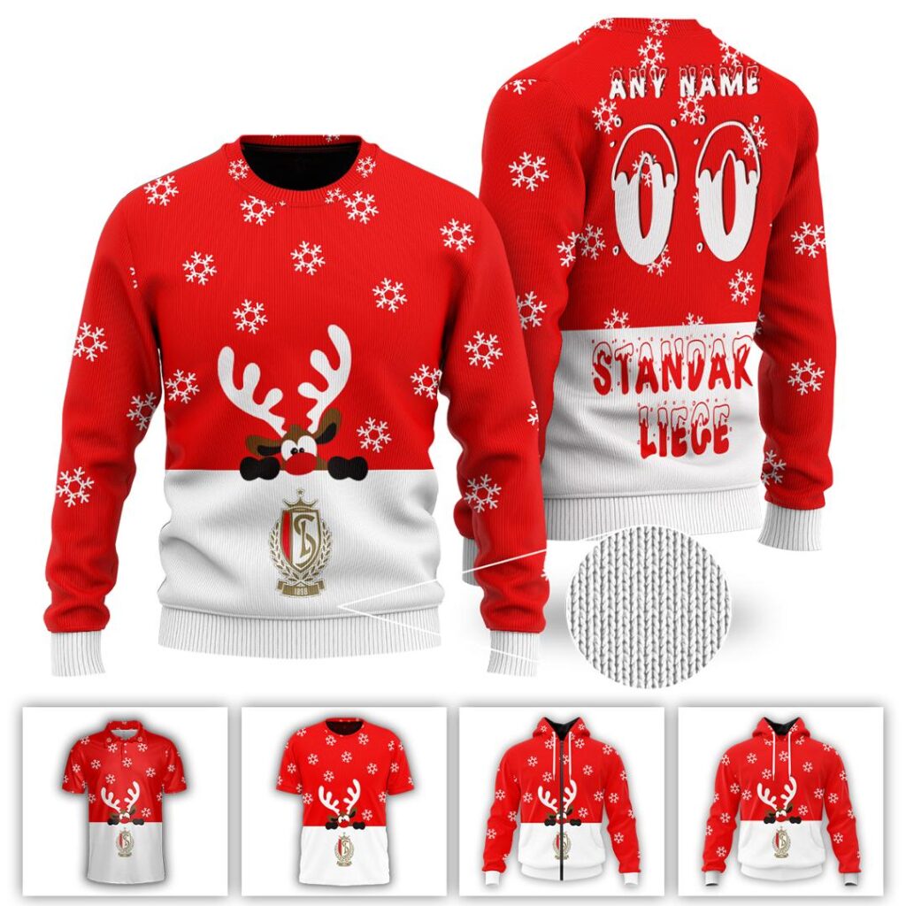 Belgian Pro League Standard Liège Merry Christmas Ugly Sweater | Hoodie | Zipper | T-Shirt | Polo