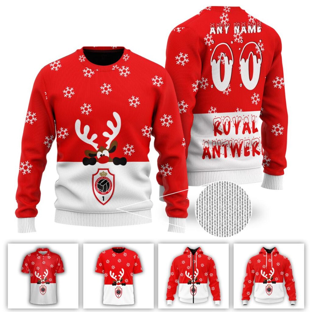 Belgian Pro League R Antwerp FC Merry Christmas Ugly Sweater | Hoodie | Zipper | T-Shirt | Polo