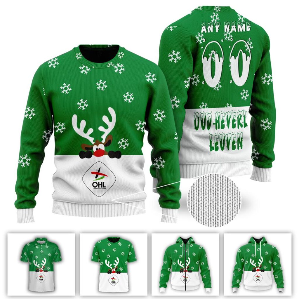 Belgian Pro League Oud Heverlee Leuven Merry Christmas Ugly Sweater | Hoodie | Zipper | T-Shirt | Polo