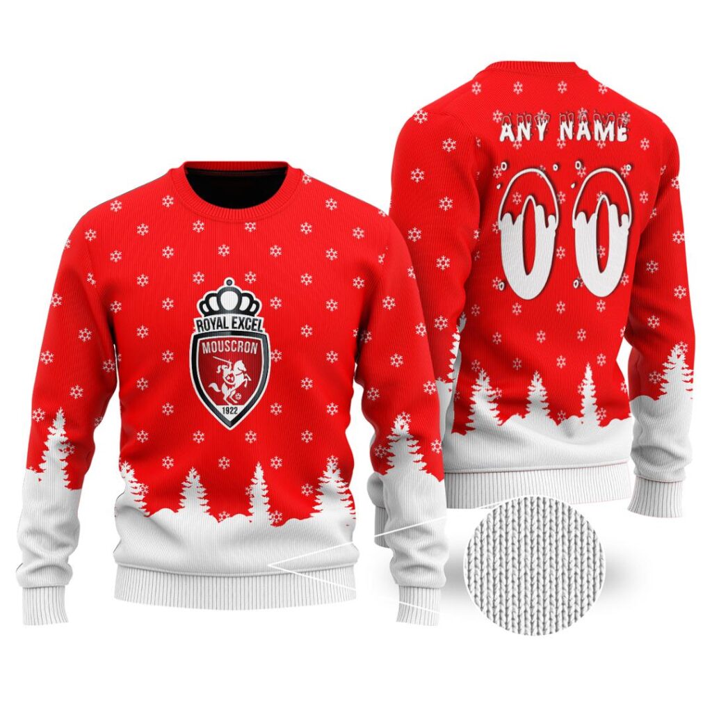 Belgian Pro League Royal Excel Mouscron Merry Christmas Ugly Sweater | Hoodie | Zipper | T-Shirt | Polo | Long Paint