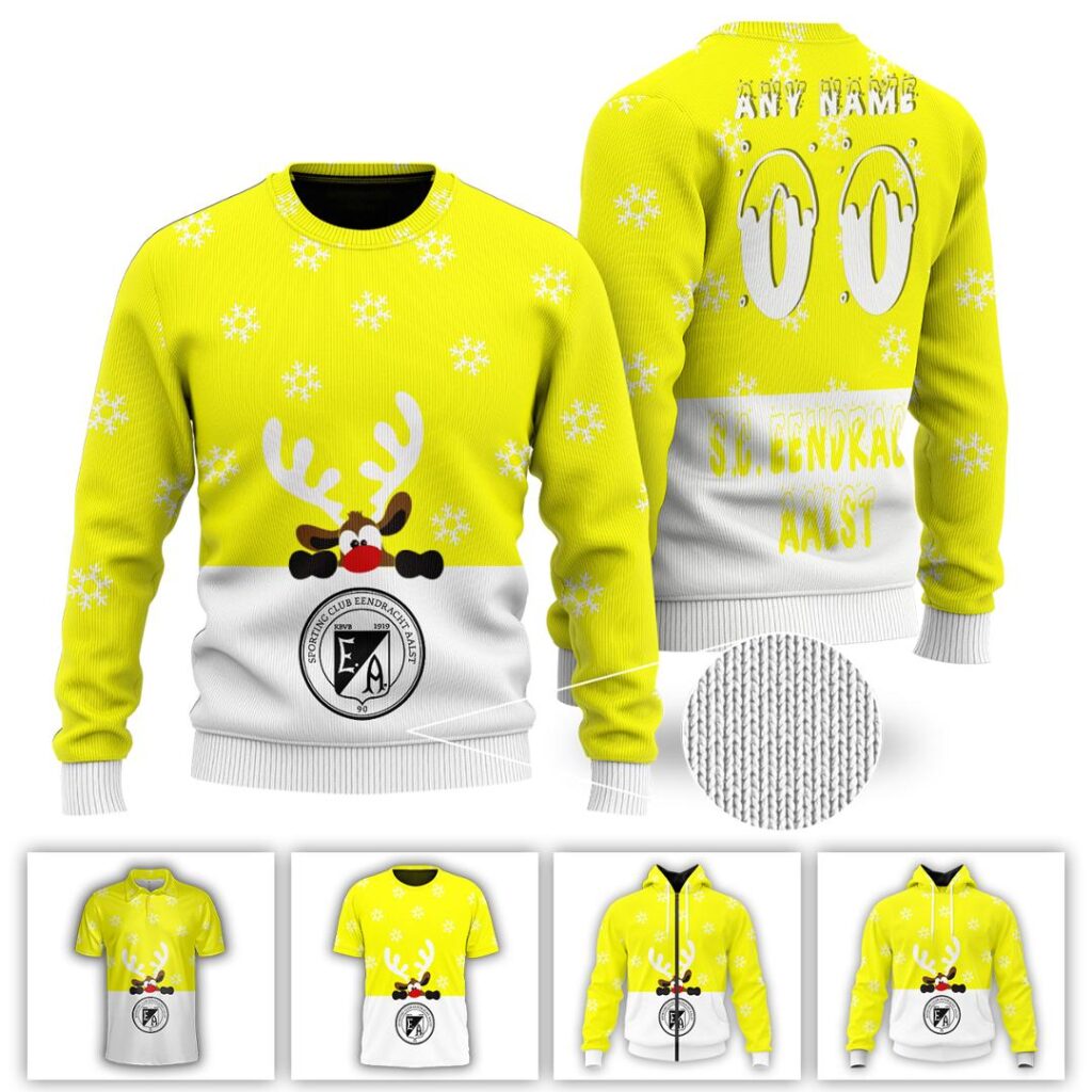 Belgian Pro League SC Eendracht Aalst Merry Christmas Ugly Sweater | Hoodie | Zipper | T-Shirt | Polo