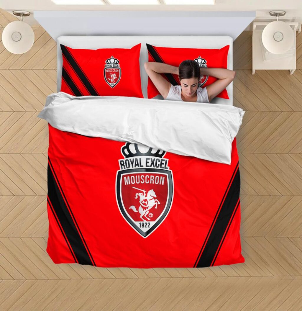 Belgian Pro League Royal Excel Mouscron Bedding Duvet Cover + 1/2 Pillow Cases