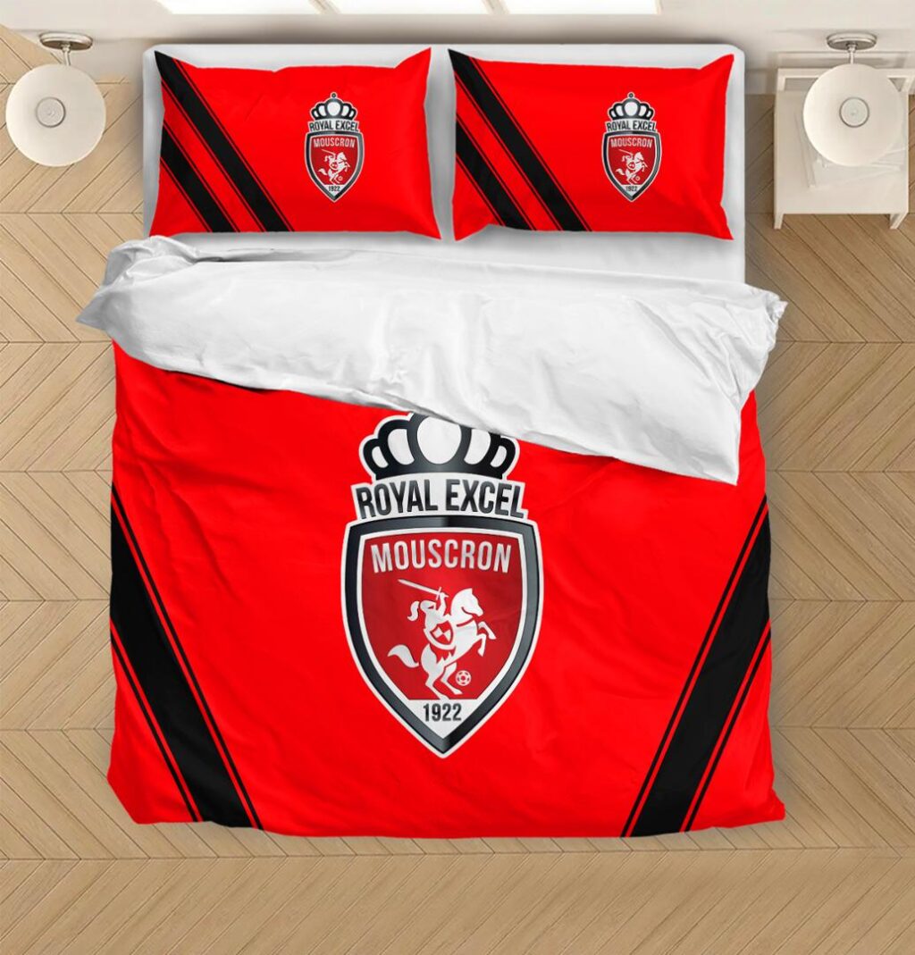 Belgian Pro League Royal Excel Mouscron Bedding Duvet Cover + 1/2 Pillow Cases