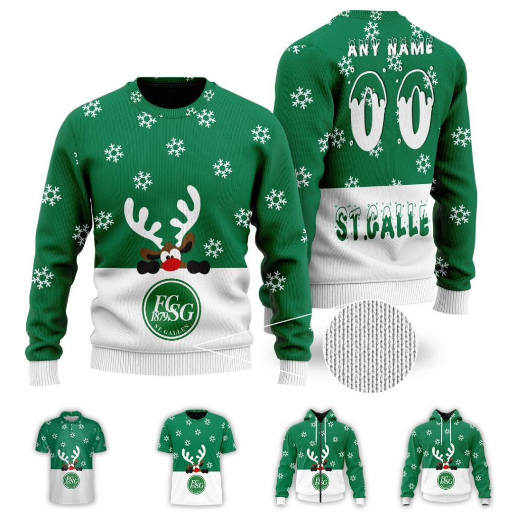 SFL FC St. Gallen Merry Christmas Ugly Sweater | Hoodie | Zipper | T-Shirt | Polo