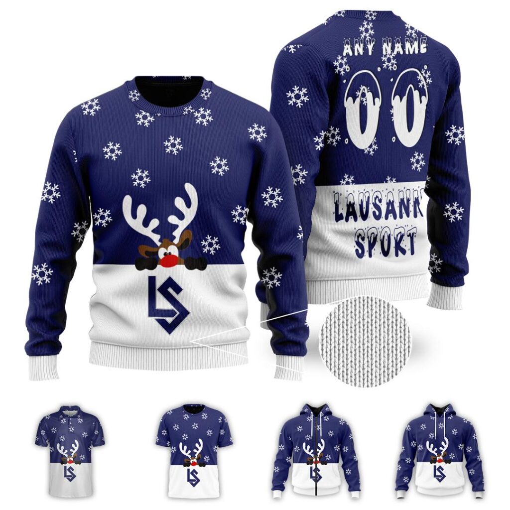 SFL FC Lausanne Sport Merry Christmas Ugly Sweater | Hoodie | Zipper | T-Shirt | Polo