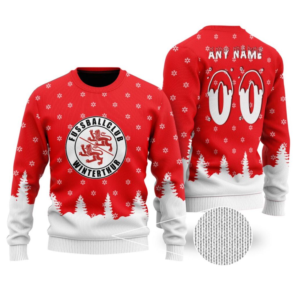 SFL FC Winterthur Merry Christmas Ugly Sweater | Hoodie | Zipper | T-Shirt | Polo | Long Paint